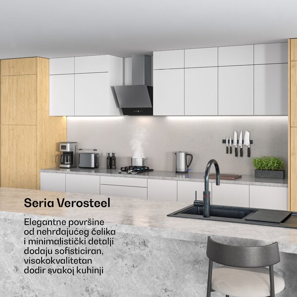 Klarstein Verosteel napa, Elegantna, minimalistička, snažna, Energetska klasa A, 624 m³/h, 45 cm