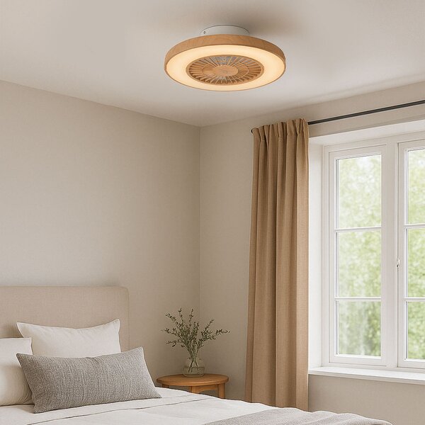 Ventilator za strop s uzorkom drva sa zvjezdanim efektom 60 cm uklj. LED prigušiv s daljinskim upravljačem - Climo