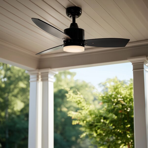 Vanjski stropni ventilator crni 91,3 cm uklj. LED prigušiva s daljinskim upravljačem IP44 - Toledo
