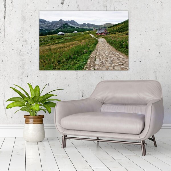 Slika - Planinski krajolik s kućama (90x60 cm)
