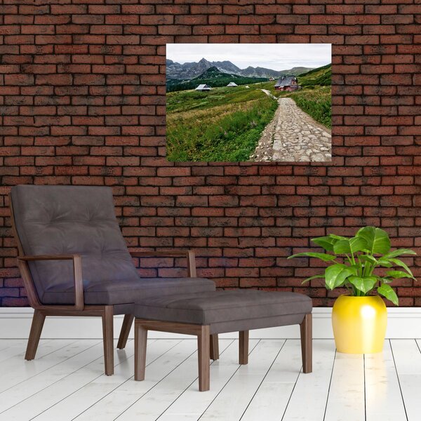 Slika - Planinski krajolik s kućama (70x50 cm)