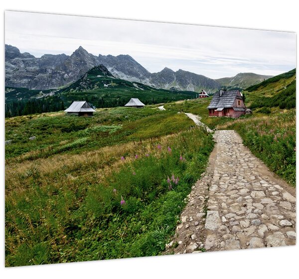 Slika - Planinski krajolik s kućama (70x50 cm)