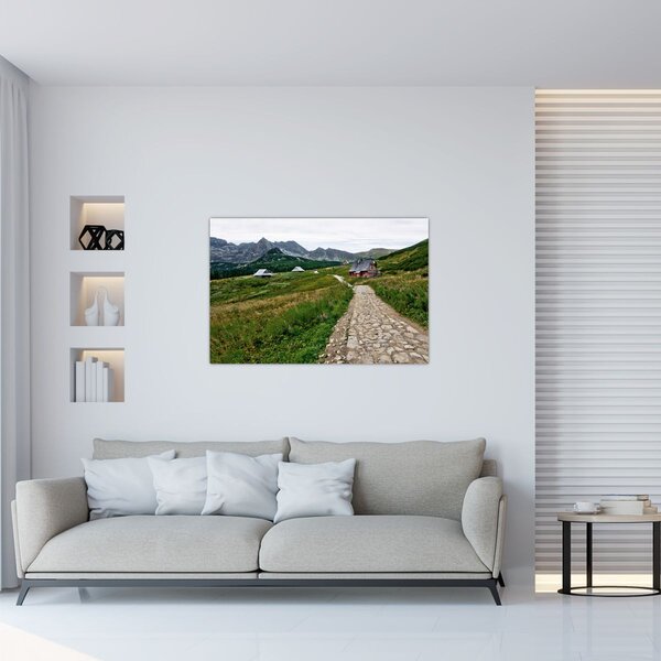 Slika - Planinski krajolik s kućama (90x60 cm)