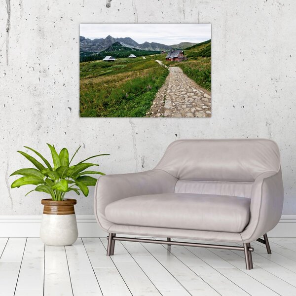 Slika - Planinski krajolik s kućama (70x50 cm)