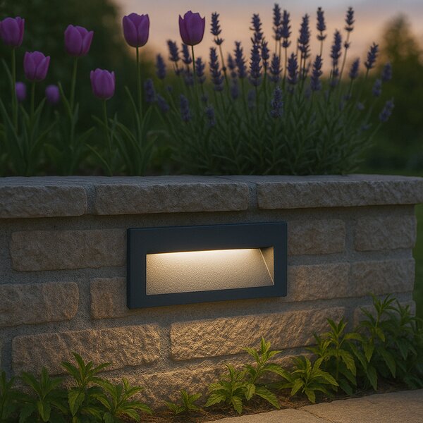 Moderna ugradbena zidna svjetiljka crna 16cm uklj. LED IP65 - Mert