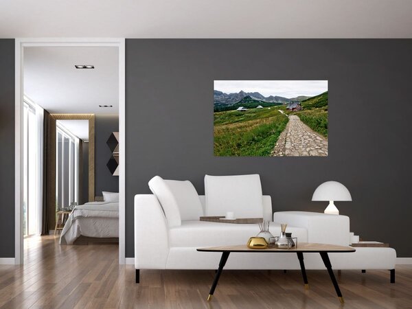 Slika - Planinski krajolik s kućama (90x60 cm)
