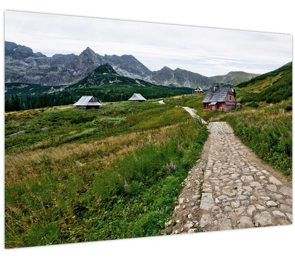Slika - Planinski krajolik s kućama (90x60 cm)