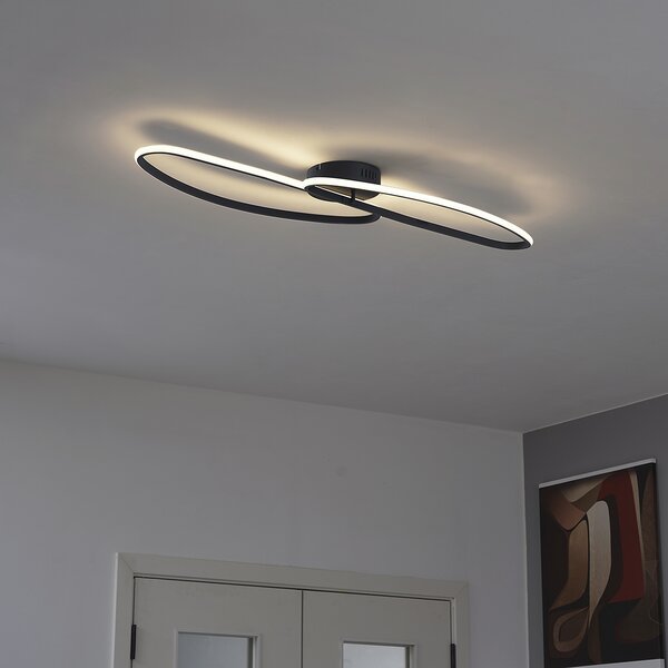 Dizajnerska stropna svjetiljka crna 100 cm uklj. LED s 3-stupanjskim prigušivanjem 2-svjetla - Pepe