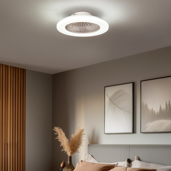Stropni ventilator bijeli 48,5 cm uklj. LED prigušiva s daljinskim upravljačem - Clemo