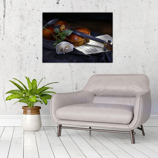 Slika - Ruže i violina (70x50 cm)