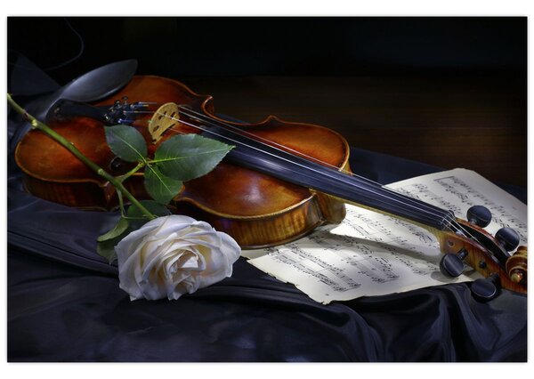 Slika - Ruže i violina (90x60 cm)