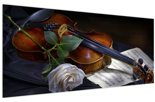 Slika - Ruže i violina (120x50 cm)