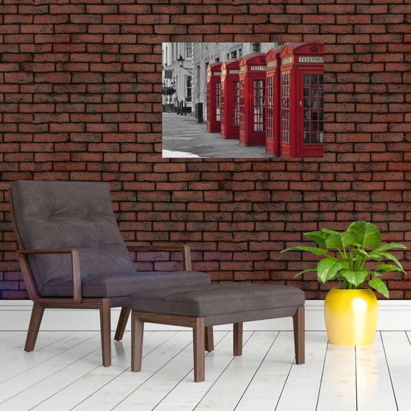Staklena slika - Telefonske govornice u Londonu (70x50 cm)