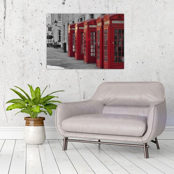 Staklena slika - Telefonske govornice u Londonu (70x50 cm)