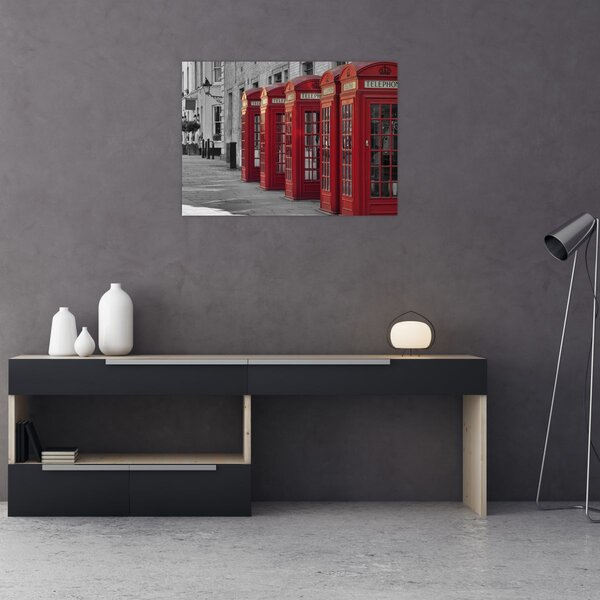 Staklena slika - Telefonske govornice u Londonu (70x50 cm)