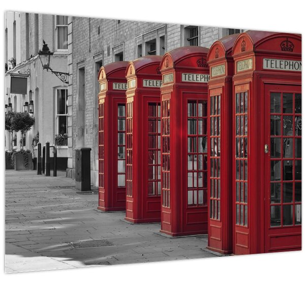 Staklena slika - Telefonske govornice u Londonu (70x50 cm)