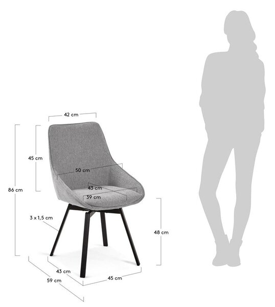 Siva blagovaonska stolica Jenna – Kave Home