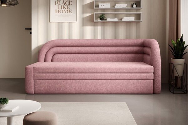 Ružičasta sklopiva/s prostorom za odlaganje sofa od šenila s desnim kutom 223 cm Fabillo – ELTAP