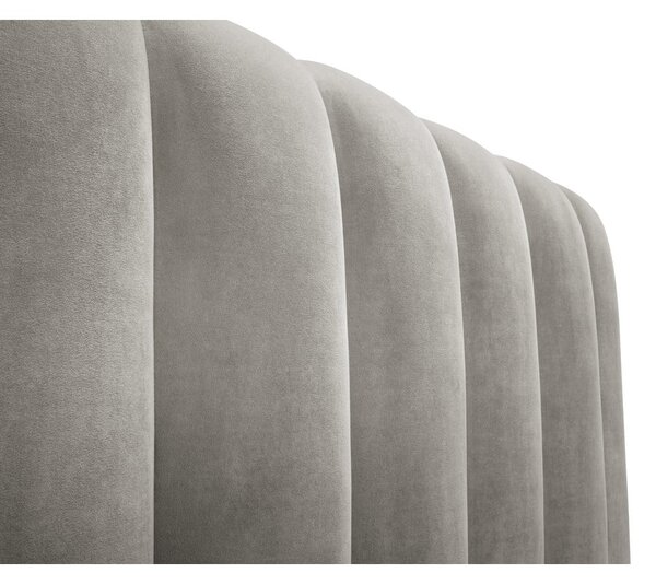 Svijetlo sivi tapecirani bračni krevet s prostorom za pohranu s letvičastom podnicom 200x200 cm Kelp - Micadoni Home