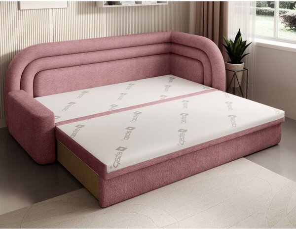 Ružičasta sklopiva/s prostorom za odlaganje sofa od šenila s desnim kutom 223 cm Fabillo – ELTAP
