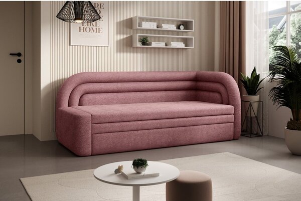 Ružičasta sklopiva/s prostorom za odlaganje sofa od šenila s desnim kutom 223 cm Fabillo – ELTAP