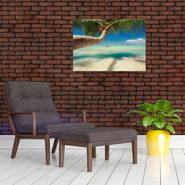 Staklena slika - Čisto more s palmom (70x50 cm)
