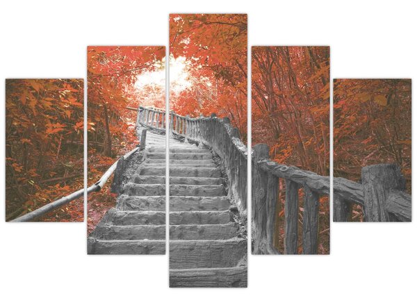 Slika - Stepenice u prirodi, narančaste (150x105 cm)