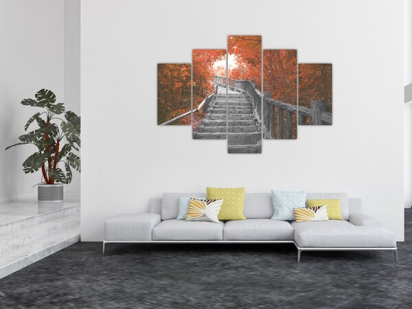 Slika - Stepenice u prirodi, narančaste (150x105 cm)