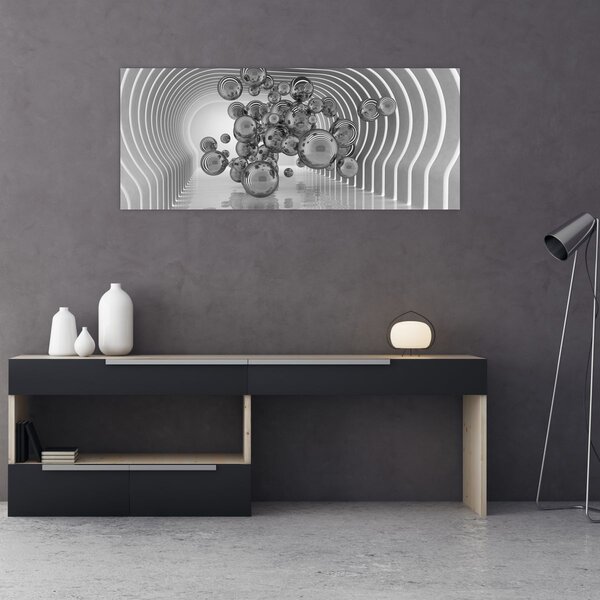 Slika - Crno-bijeli mjehurići (120x50 cm)