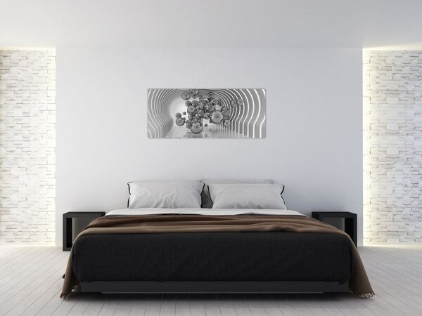 Slika - Crno-bijeli mjehurići (120x50 cm)