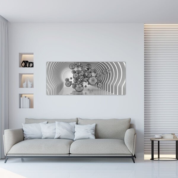 Slika - Crno-bijeli mjehurići (120x50 cm)