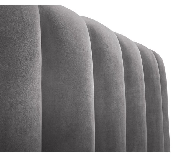 Sivi tapecirani bračni krevet s prostorom za pohranu s letvičastom podnicom 160x200 cm Kelp - Micadoni Home