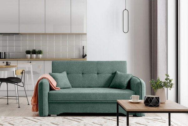 Zelena sklopiva/s prostorom za odlaganje sofa od šenila 155 cm Laine – ELTAP