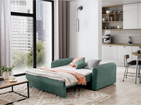 Zelena sklopiva/s prostorom za odlaganje sofa od šenila 155 cm Laine – ELTAP