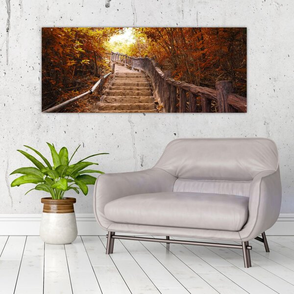 Slika - Stepenice u prirodi u jesen (120x50 cm)