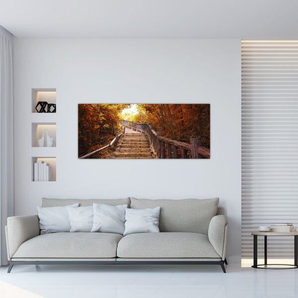 Slika - Stepenice u prirodi u jesen (120x50 cm)