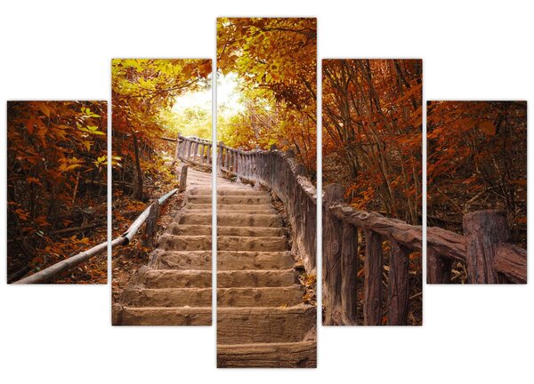 Slika - Stepenice u prirodi u jesen (150x105 cm)
