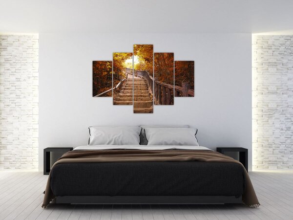 Slika - Stepenice u prirodi u jesen (150x105 cm)