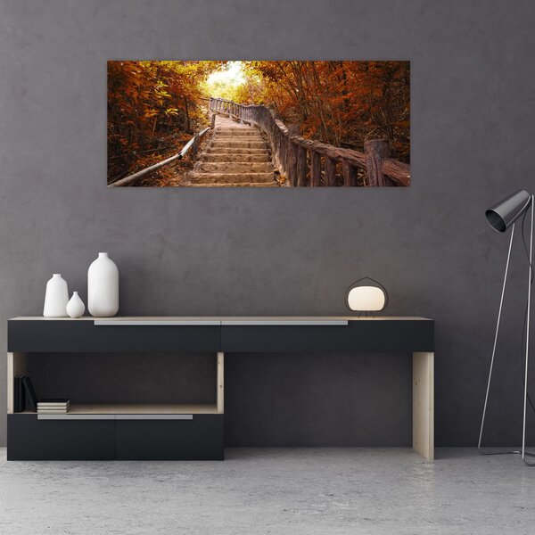 Slika - Stepenice u prirodi u jesen (120x50 cm)