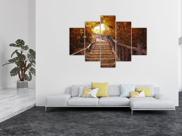 Slika - Stepenice u prirodi u jesen (150x105 cm)