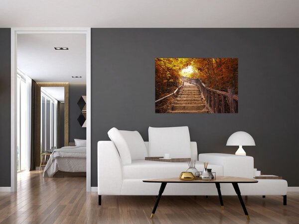 Slika - Stepenice u prirodi u jesen (90x60 cm)