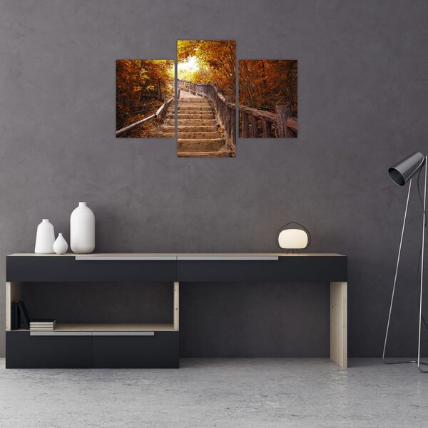 Slika - Stepenice u prirodi u jesen (90x60 cm)