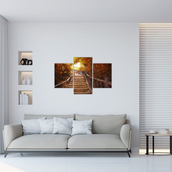 Slika - Stepenice u prirodi u jesen (90x60 cm)