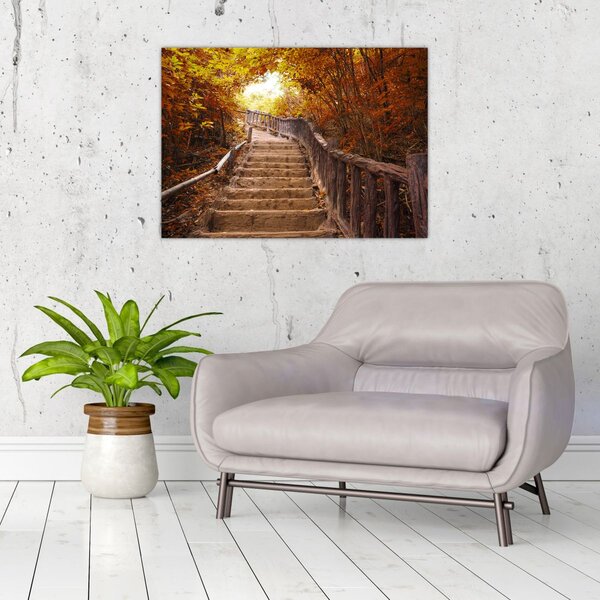 Slika - Stepenice u prirodi u jesen (70x50 cm)