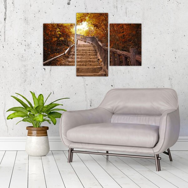 Slika - Stepenice u prirodi u jesen (90x60 cm)