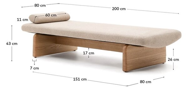 Bež/u prirodnoj boji ležaljka od šenila (promjenjiva) Topaz – Kave Home