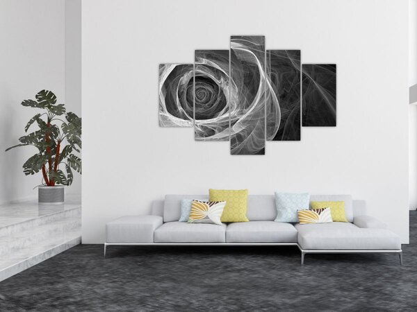 Slika - Crno-bijela apstraktna ruža (150x105 cm)