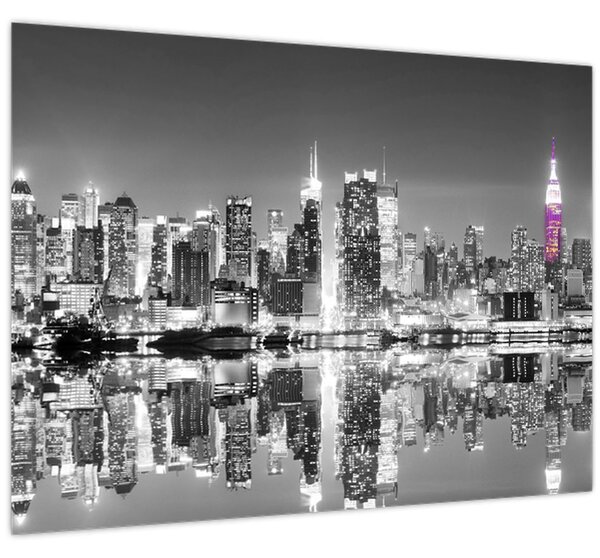 Staklena slika - New York i ljubičasti neboder (70x50 cm)