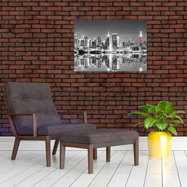 Staklena slika - New York i ljubičasti neboder (70x50 cm)