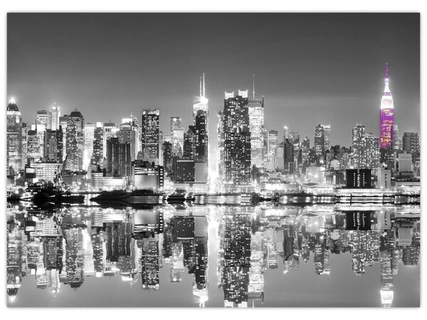 Staklena slika - New York i ljubičasti neboder (70x50 cm)